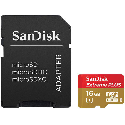 کارت حافظه MicroSDHC سن دیسک مدل Extreme Plus کلاس 10 استاندارد UHS-I U1 سرعت 80MBps 533X همراه با آداپتور SD ظرفیت 16 گیگابایت