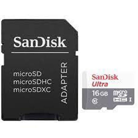 کارت حافظه microSDHC سن دیسک مدل Ultra کلاس 10 استاندارد UHS-I U1 سرعت 48MBps 320X همراه با آداپتور SD ظرفیت 16 گیگابایت
