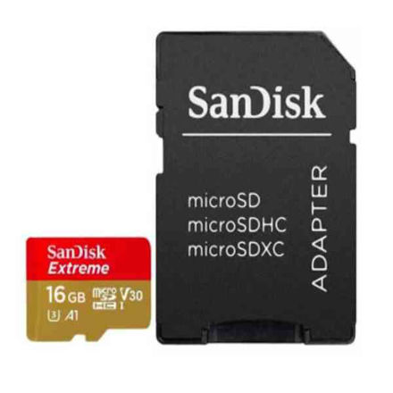 کارت حافظه سن دیسک microSDHC مدل Extreme V30 کلاس A1 استاندارد UHS-I U3 سرعت 100MBps 667X ظرفیت 16 گیگابایت به همراه آداپتور SD