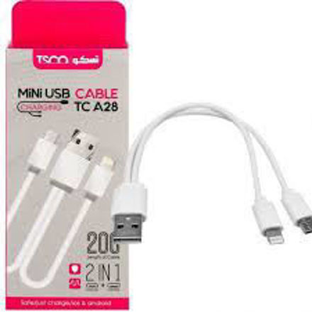 CHARGER CABLE TSCO MINI USB  TO LIGHTENING TC A28 2IN1 luxiha