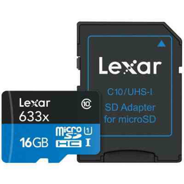 کارت حافظه microSDHC لکسار مدل High-Performance کلاس 10 استاندارد UHS-I U1 سرعت 633X همراه با ریدر USB 3.0 ظرفیت 16 گیگابایت