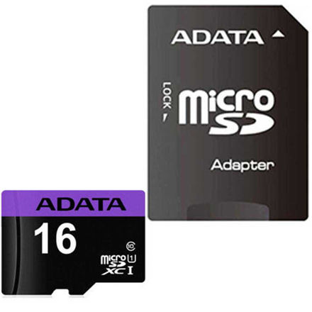 کارت حافظه‌ microSDHC ای دیتا مدل Premier کلاس 10 استاندارد UHS-I U1 سرعت 85MBps همراه با آداپتور SD ظرفیت 16 گیگابایت